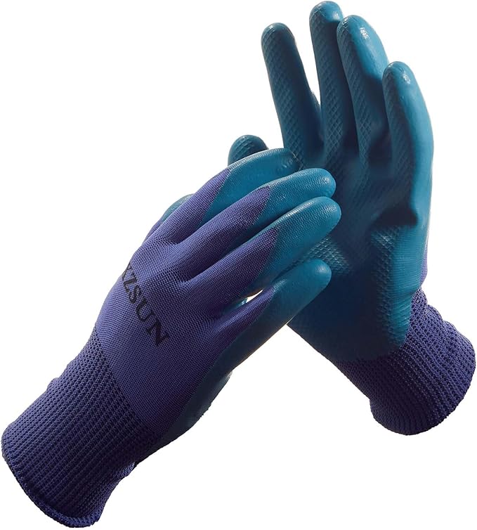 Gardening Gloves 4 Pairs Safety Protective Garden Work Latex Coated Ladies Men(Medium)