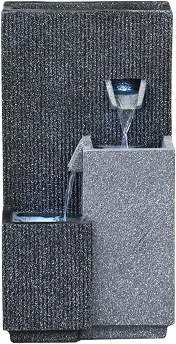 Qingyignge 27” H Modern Outdoor Fountain 2 Crocks Outdoor Garden Fountains LED Light for Garden, Patio, Deck, Porch, Backyard and Home Art Decor