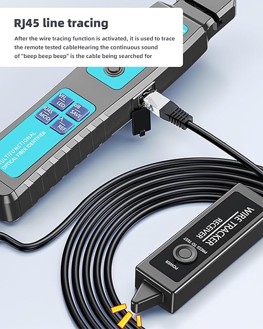 Buacoz Fiber Optic Identifier with Power Meter & Red Light Source Battery-Powered, -70-10dBm, 5-in-1 Clamp, Cable Tracer, Direction Finder for Single-Mode & Multi-Mode Fibers