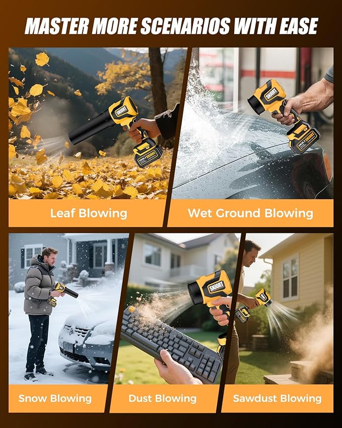 Leaf Blower Cordless with Battery and Charger，980,000 RPM Brushless Motor with Handheld Design，Lightweight for Patio, Lawn, Yard, Deck Cleaning，Birthday Gifts for Men Dad Husband