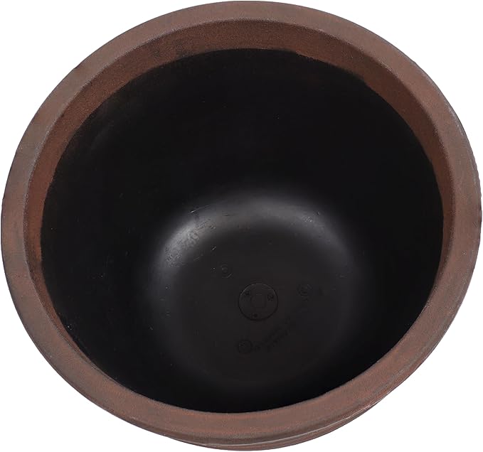Sunnydaze Ribbed 13" Outdoor Plant Pot - Polyresin Double-Walled Planter for Indoor or Outdoor Use - Rust - Set of 2