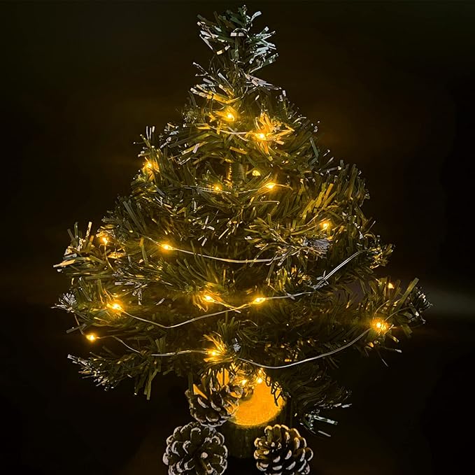 with Timer Function Battery Operated Dewdrop Led Lights,Mini Fairy Lights for Home Parties Christmas/Halloween Holiday Decoration,6 Hours on/18 Hours Off,30 LEDs,10 Feet (Yellow, 1)
