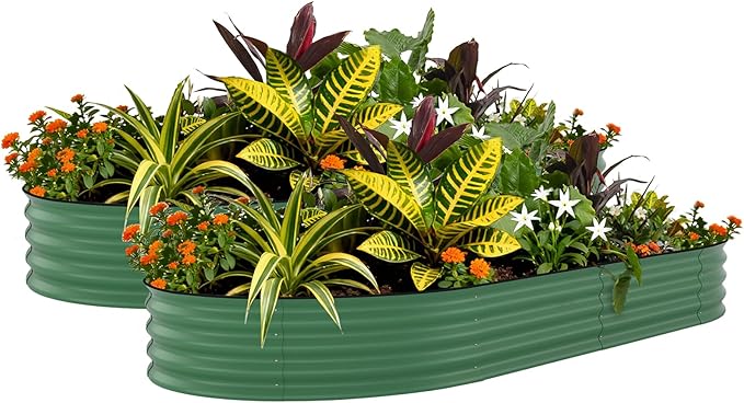2 Pack Galvanized Raised Garden Beds - 10x4x1.5ft Planter Box for Vegetables, Flowers, Rust-Resistant Garden Box, Easy Assembly Raised Beds, Durable Planters for Outdoor Plants, Green