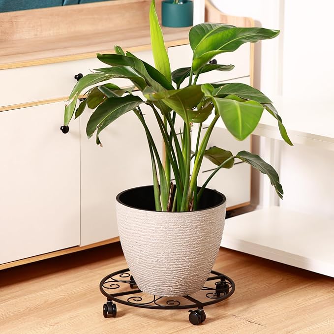 3 Packs 20” Plant Caddy with Wheels Metal Plant Stand on Wheels for Indoor and Outdoor Plants Rolling Plant Stand with Casters Heavy Duty Plant Dolly Roller Caddy, Black
