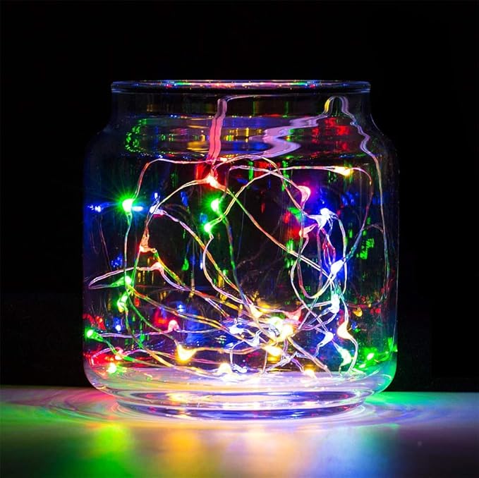 with Timer Function Battery Operated Dewdrop Led Lights,Mini Fairy Lights for Home Parties Christmas/Halloween Holiday Decoration,6 Hours on/18 Hours Off,30 LEDs,10 Feet (Multi Color, 4)
