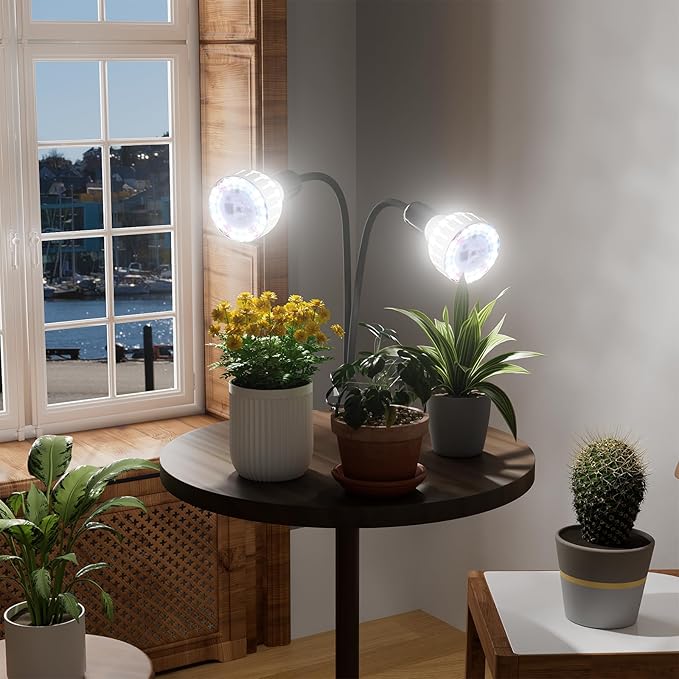 GooingTop Grow Light,24W (160Watts Equiv) 5000K White Full Spectrum LED Growing Lamp Clip on Desk for Indoor Plants,Bulbs Replaceable & Non-dimmable