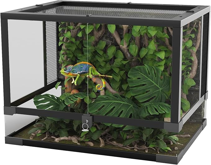 Garvee 50 gal Reptile Tall Glass Terrarium, 36 in x 18 in x 18 in Reptile Tank Double Hinge Door with Top Screen Ventilation, Easy Assembly