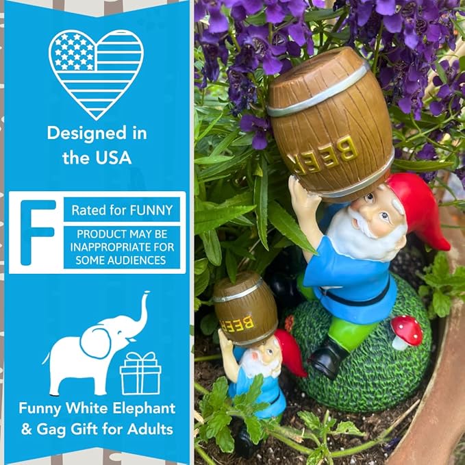 Gnometastic Gnomes Drunk Gnome, Funny Garden Gnomes Decorations for Yard, Outdoor Lawn Ornaments - Drinking Garden Gnome Statue 8.45in - Naughty Gnomes for Outside, Home Decor
