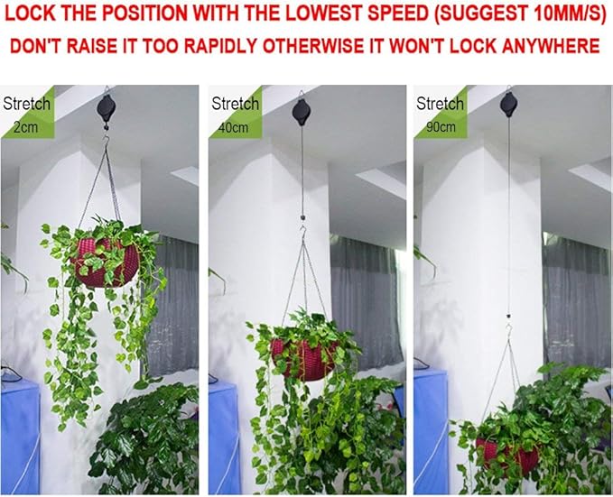 Lythor 4 Pack Plant Hook Pulley, Retractable Plant Hanger Easy Reach Hanging Flower Basket for Garden Baskets Pots and Birds Feeder Hang High up and Pull Down to Water Or Feed