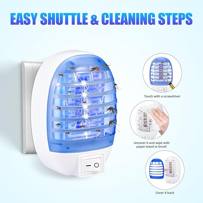 Indoor Bug Zapper Plug in Electronic - 4 Pack Mosquito Zapper Fly Zappers Lamp for Bug Insect Trap, Ideal for Home, Bedroom, Office, Living Room(Light Blue)