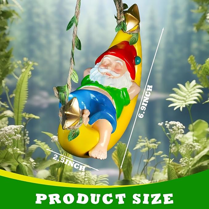 Easinine Hanging Gnome Statue Resin Moon Hammock Gnome Yard Decor for OutdoorHome Garden Decor Gifts for Mom Women and Man