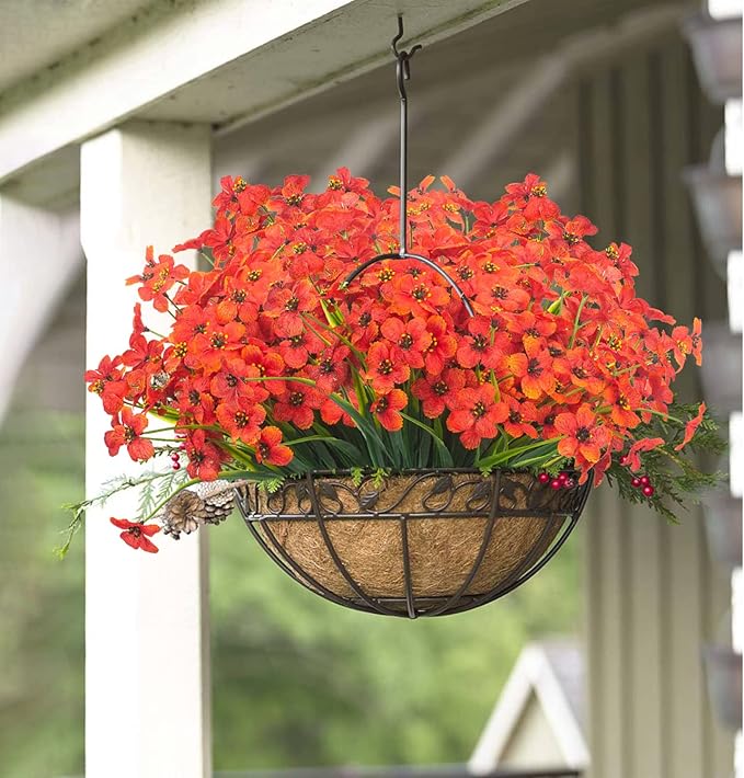 Grunyia 20 Bundles Artificial Flowers, Outdoor Indoor UV Resistant Fake Flowers No Fade Faux Plastic Plants Garden Porch Window Box Decoration