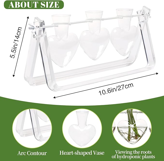 CYZglass Clear Plant Terrarium Propagation Stations with Acrylic Stand Birthday Gifts for Women Office Home Decor