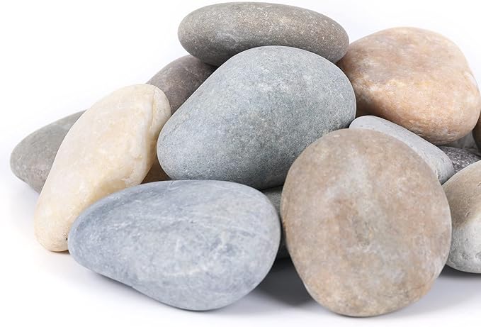 Ausluru 20LB Smooth Pebbles River Rocks for Landscaping, 100% Natural Hand-Picked Premium Decorative Pebbles, Ideal for Garden Landscaping, Home Decor, Aquariums, Painting,Mixed Colors