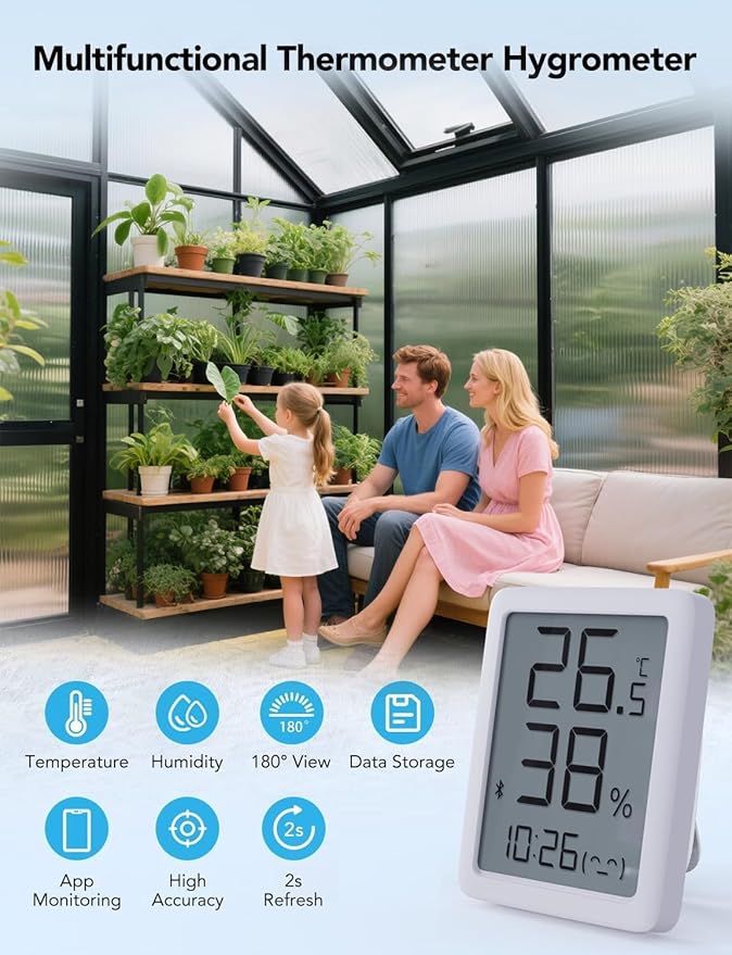 6x7.5FT Outdoor Greenhouse, Polycarbonate Green House, Small Walk-in Greenhouse with Vented Roof Window, Windproof Aluminum Frame with Hygrometer , Suitable for Gardening