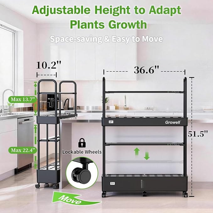 Large Hydroponics Growing System Kit, 60 Pods Vertical Indoor Herb Garden Kit with 2 Light Modes & Auto Circulating Water System, 32L Movable Indoor Gardening System for Herb Vegetable Fruit