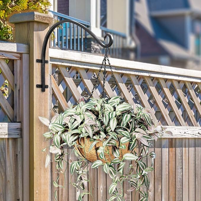 Lifyzoon Heavy Duty Hanging Plant Bracket - 2 Packs 12-Inch Bird Feeder Hangers, Black Metal Plant Bracket Wall Hook for Birdhouse, Wind Chimes, Hanging Lanterns, Easy to Install
