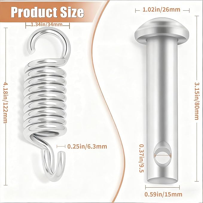 Porch Swing Hammock Chair Springs,Heavy Duty Porch Hanging Hammock Chair Egg Chair Swing Hanging Hardware Kit Spring Pin Plug Replacement