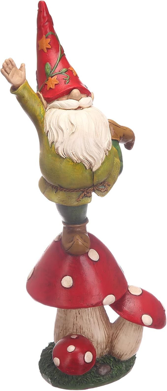 DUSVALLY Gnomes Statue and Garden Resin Statue Dwarf Standing on Mushroom, Outdoor Decoration for Patio Yard Lawn Porch, Spring Decor Housewarming 13" H