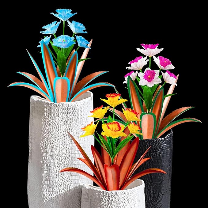 TOMBABY Huge Metal Agave Plants Outdoor Decoration Outdoor Garden Decorated with Flowers Mexican Yard Art Plant Garden Gift (Yellow 2 Pack)