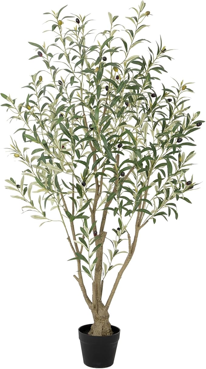 Nafresh Super Full Faux Olive Tree, 5FT Artificial Olive Tree Indoor, Fake Silk Trees with Realistic Leaves and Lifelike Fruits for Indoor Outdoor Living Room Corner Office Bedroom Home Decor