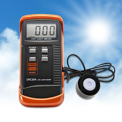 AMTAST UV Light Meter Professional UV Monitors Measurable of UVA UVB & UVC Light Measure Tester with 320~390nm Range Portable UV Sunlight Tester (Model UVC254)