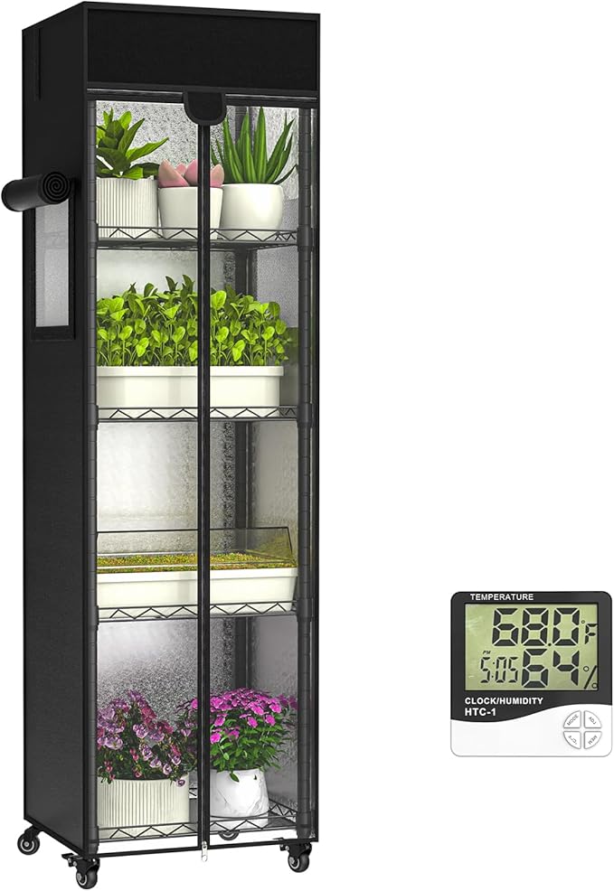 sagrynfp Small Greenhouse for Indoors, 5 Tier 15.7" L×11.8" W×62.3" H mini Greenhouse Outdoor, Indoor Adjustable Shelves