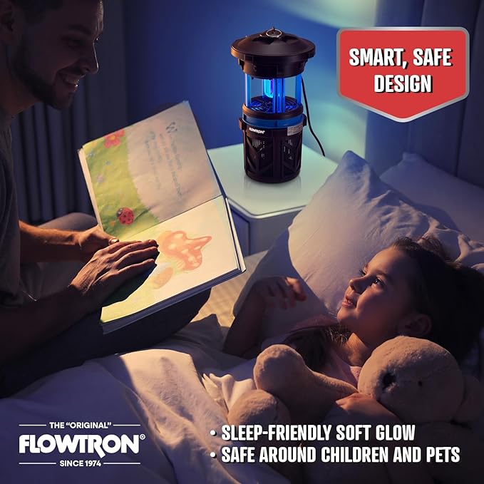 Flowtron Indoor Outdoor Bug Trap Zapper | Electric Insect Killer with UV Light & Fan | 800 Volt Stun Grid & 530 Sq Ft Coverage | Silent Mosquito, Fly, Gnat, Insect Trap for Patio, Yard, Home, Garage