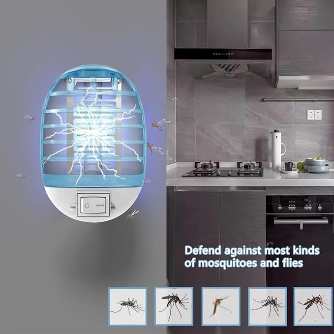 Bug Zapper Indoor,Fly Traps,Flying Insects,Electronic Insect Killer Fly Insect Trap Plug-in Mosquitoes Killer Mosquito Zapper with Blue Lights for Living Room,Kitchen,Bedroom,Office(1Pack)