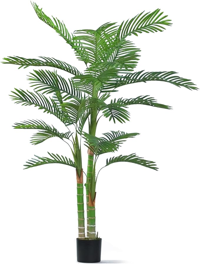 Howngyesimu 6FT Artificial Palm Tree, Artificial Palm Plant with Real Bark Design Faux Palm Tree for Indoor Outdoor Modern Decoration Plants in Pot for Home Office