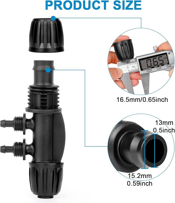 1/2 to 1/4 Drip Irrigation Fittings,20Pcs 4-Ways Barbed Tee 1/2 inch Drip Irrigation Tubing (1/2" ID x0.6-0.63" OD) 16mm to 1/4 inch Irrigation Tube Fitting Anti-Drop Barbed Connectors
