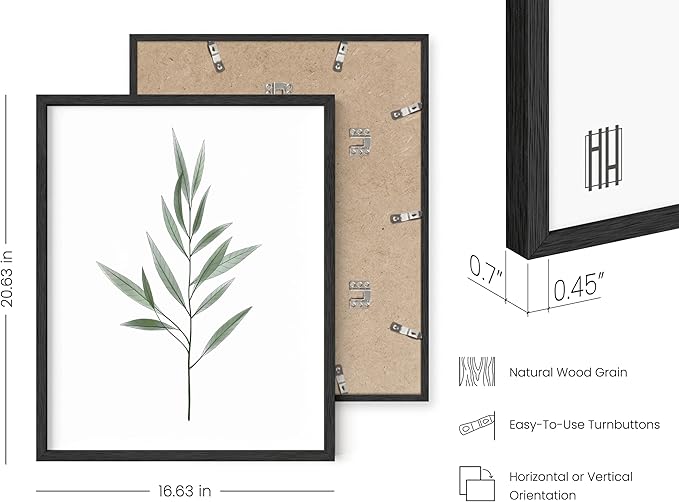 HAUS AND HUES Plant Wall Art - Botanical Prints Wall Art, Green Wall Art Collection Set Plant Pictures Wall Art, Leaves Paintings Minimalist Sage Green Wall Decor (Black Frame, 16x20)