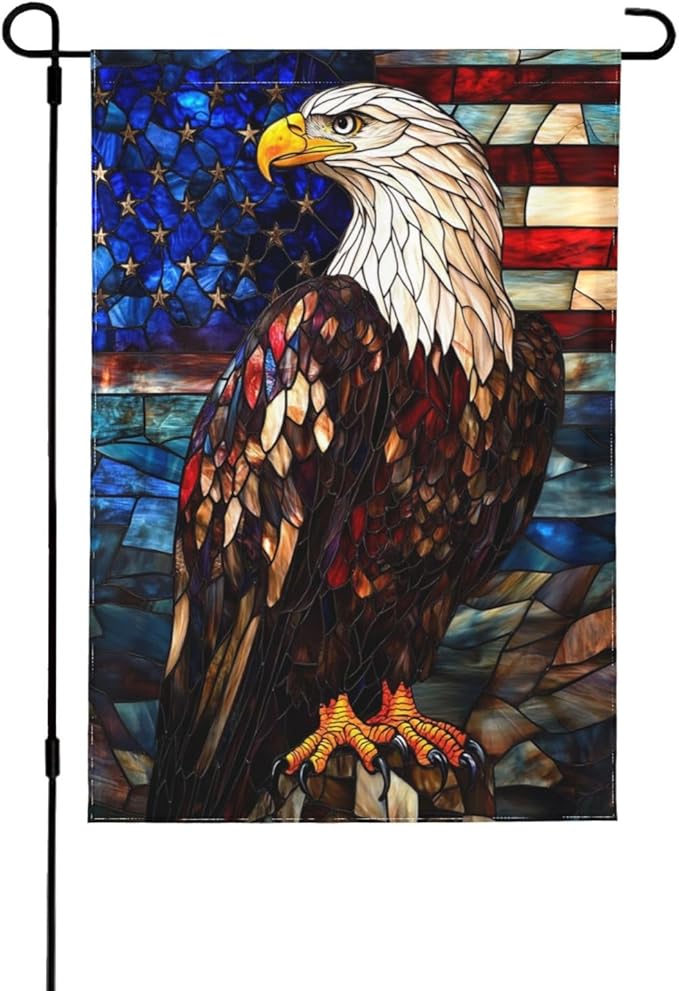 Glass Print Garden Flag 12x18 Inch Double Sided All-Weather Polyester Outdoor Flag For Patio Lawn Yard And Garden Welcome Decor