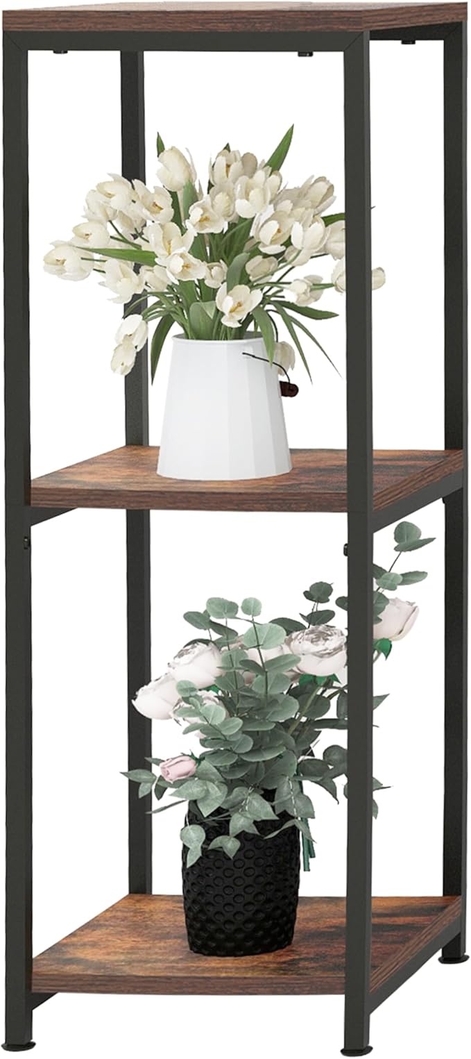 CASIMR Plant Stand for Indoor, Tall Metal Shelf with Square Wooden Board, 3 Tier Display Rack for Multiple Plants, 32 Inch Tiered Flower Pot Holder for Corner Living Room Balcony Garden Patio