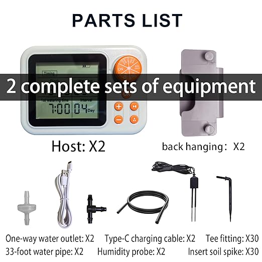 （2 Sets） Indoor Plant Automatic drip Irrigation kit Suitable for Automatic Watering System of 15 Potted Plants, programmable Water Timer, Intelligent Humidity Detection (2 Sets)