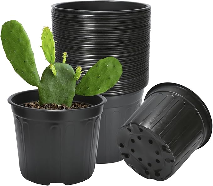 SLMKHHU 40 Pack 3 Gallon Nursery Plant Pots,10 Inch Plastic Garden Flower Seedling Planter Pot with Drainage Holes for Outdoor Indoor Plants,Gardening Gifts