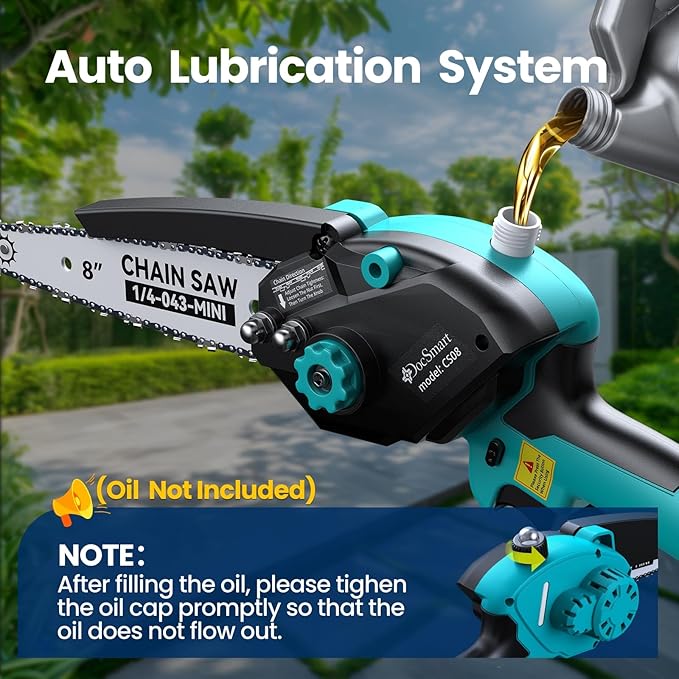 Mini Chainsaw Cordless, 8 inch & 6 inch Electric Chain Saw with 2pcs 4000mAh Batteries, Battery Powered Handheld Saw for Trees Trimming Wood Cutting, Ideal Gift for Men Dad Husband