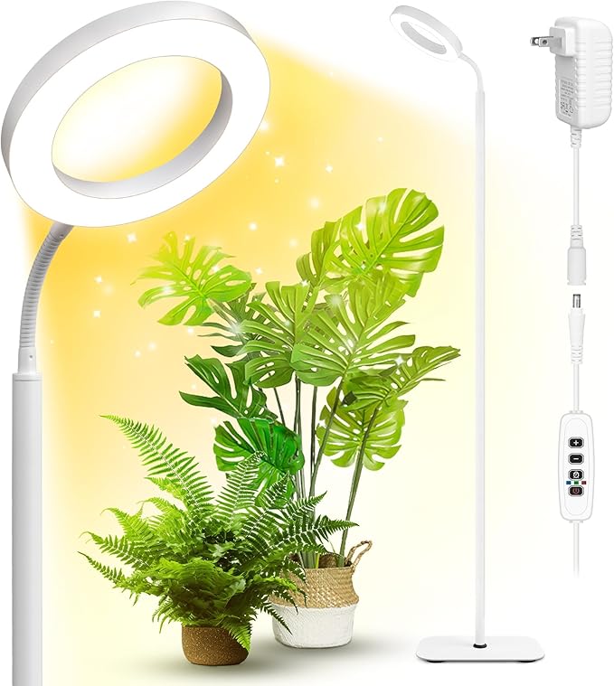 Vsoke Grow Light for Indoor Plants, 20W Full Spectrum LED Plant Lamp with 63" Adjustable Height Stand, 150 LEDs Brighter Grow Lights with Auto Timer, 10 Dimmable Levels for Small to Tall Plants
