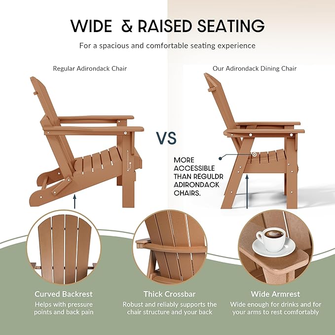 WestinTrends Malibu Malibu Outdoor Patio HDPE Plastic Adirondack Dining Chair Teak