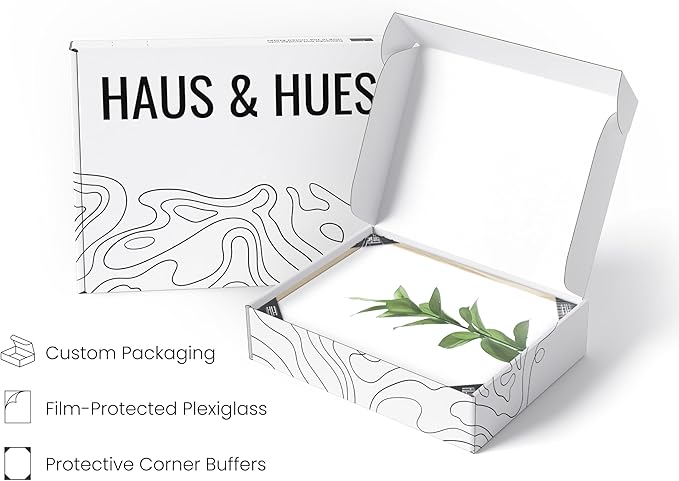 HAUS AND HUES Plant Wall Art - Set of 4 Green Plant Pictures Collection, Botanical Prints, Sage Green Leaves Paintings, Minimalist Wall Decor (11x14, Beige Frame)