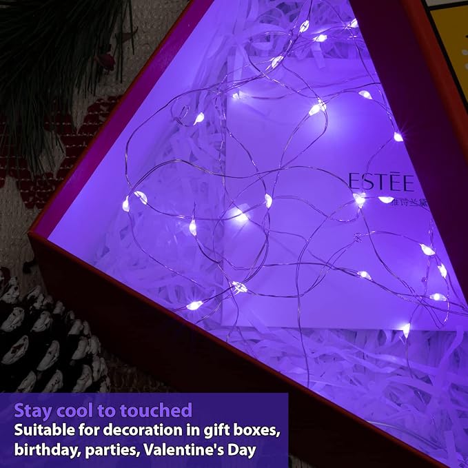 HXWEIYE 12 Pack Fairy Lights Battery Operated, 7ft 20LED Mini Twinkle String Light for Mason Jar DIY Wedding Table Centerpieces Party Bedroom Christmas (Purple)