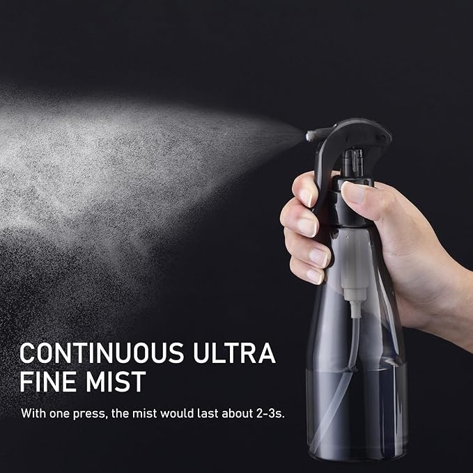 Continuous Spray Bottle for Hair 10oz, 2pcs Ultra Fine Water Spray Bottles for Cleaning, Plant, Pets (Plastic, 300ml)