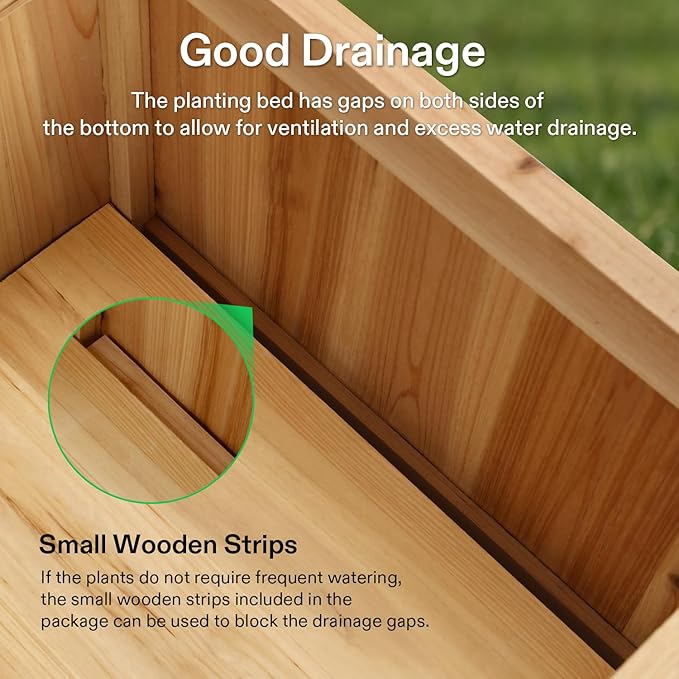 VIVOSUN 3.6 x 1.3Ft Wooden Raised Garden Bed, 43.5 x 16 x 14 Inches, Outdoor Wood Planter Box with Screwdriver and a Liner for Garden, Patio, Balcony, Backyard and Outdoors, 2Pcs