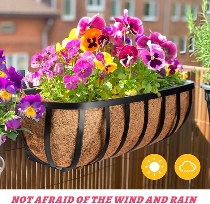 36 Inches Trough Coco Liner Replacement for Plant Hanging Basket, 1 Pcs Thick Coconut Fiber Liners for Garden Flowers Planter, Window Flower Box, Vegetables Pot