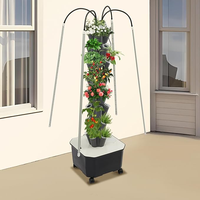 Hydroponics Growing System Kit,56 Pods Vertical Indoor Garden with LED Grow Light, Indoor Herb Garden with Wheels, Plant Germination Kit for Vegetable Fruit (40 Pods White)