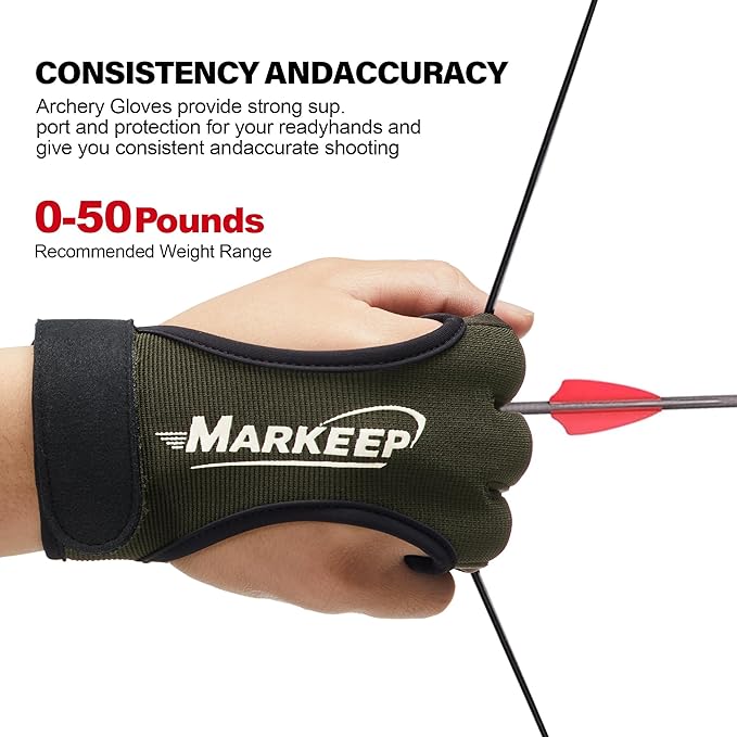 Archery Gloves 2 Pack Shooting Hunting Leather Guard 3-Finger Guard for Youth Adult Man Woman and Beginner Recurve Arrow Bow Archery Protective Gear Accessories