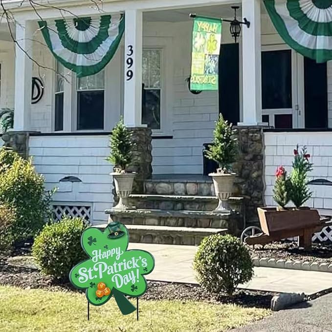 hogardeck St Patricks Day Decorations Outdoor, Shamrock Decorative Garden Stakes for St Patricks Day Decor, Happy St. Patrick's Day Yard Sign Clover Saint Patricks Day Decorations for Home Porch Lawn