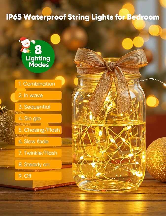 Minetom 12 Pack Fairy Lights Battery Operated String Lights 8 Modes, 7ft 20LED 6 Colors Waterproof Silver Wire Twinkle Lights, Firefly Starry Moon Lights for Mason Jars DIY Christmas Wedding Party