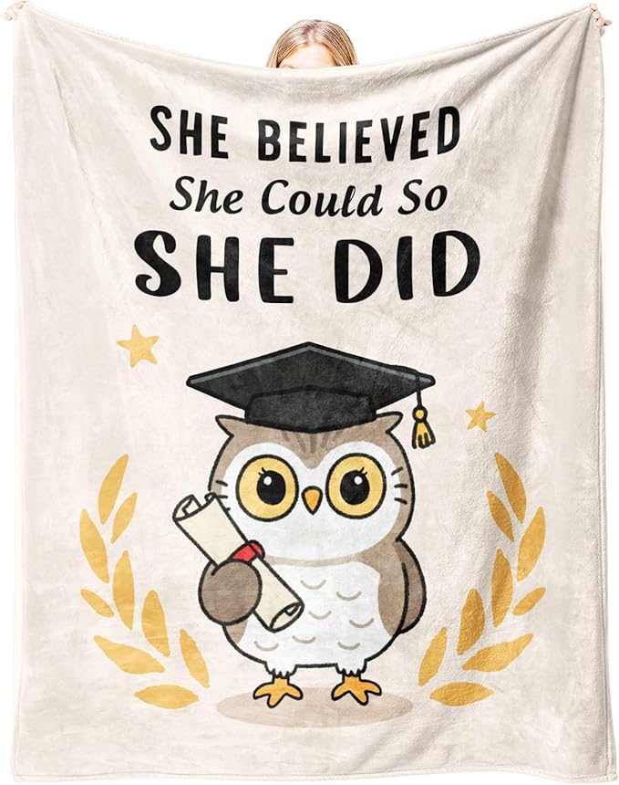 Glydein Graduation Gifts for Her, Flannel Soft Graduation Blanket for Women Decor - High School College Graduations Gifts for Women, Congratulations Nurse PhD LPN Masters Degree Graduates - 50" x 60"
