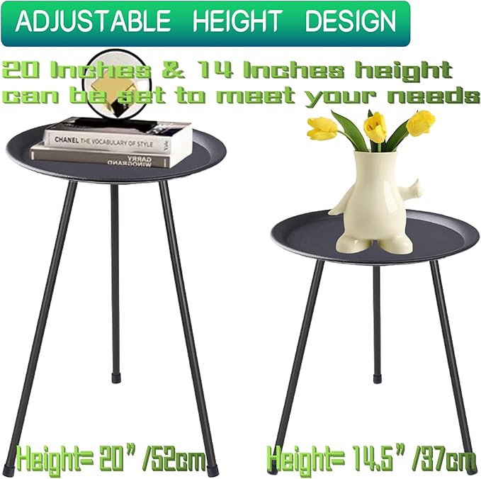 ZEECER Plant Stand, 20'' Tall Plant Stand Indoor Outdoor, Rust-proof Small Patio Table Round Metal Side Table, Multi-role Plant Stool Small Outdoor Side Tables for Patio Garden Home Decor
